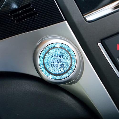 Miniatura 4 de hallomomo Cubierta para anillo brillante para botón de arranque del motor, llave de encendido y perilla, cubierta de diamantes de imitación de