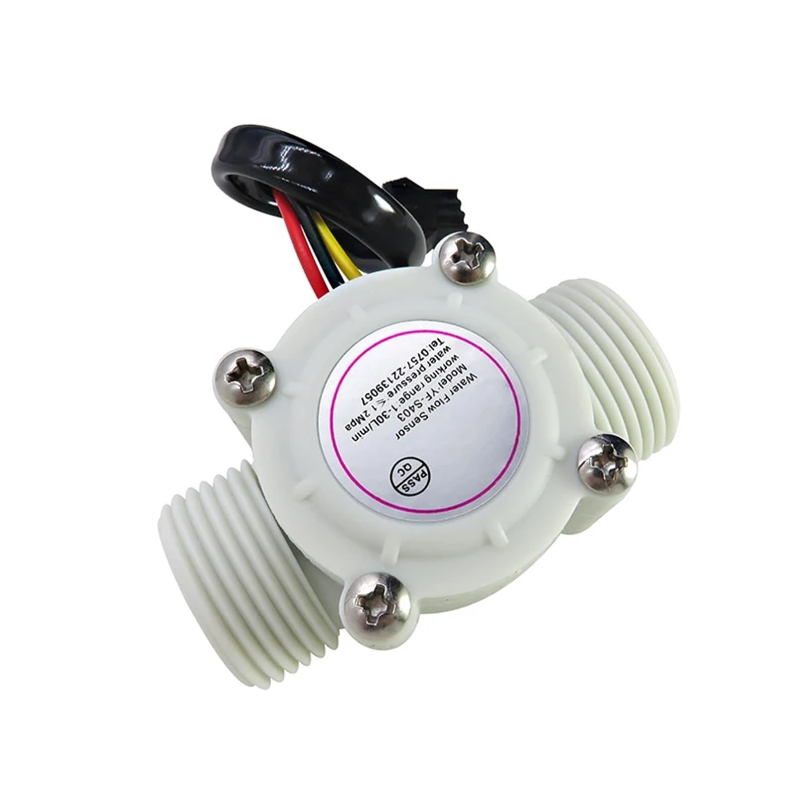 Sensor de flujo de agua DN20, 1,75 MPa, sensor, máquina expendedora de agua automática, caudalímetro de turbina, CC 5-18 V, con inducción de temperatura(3 Wire)