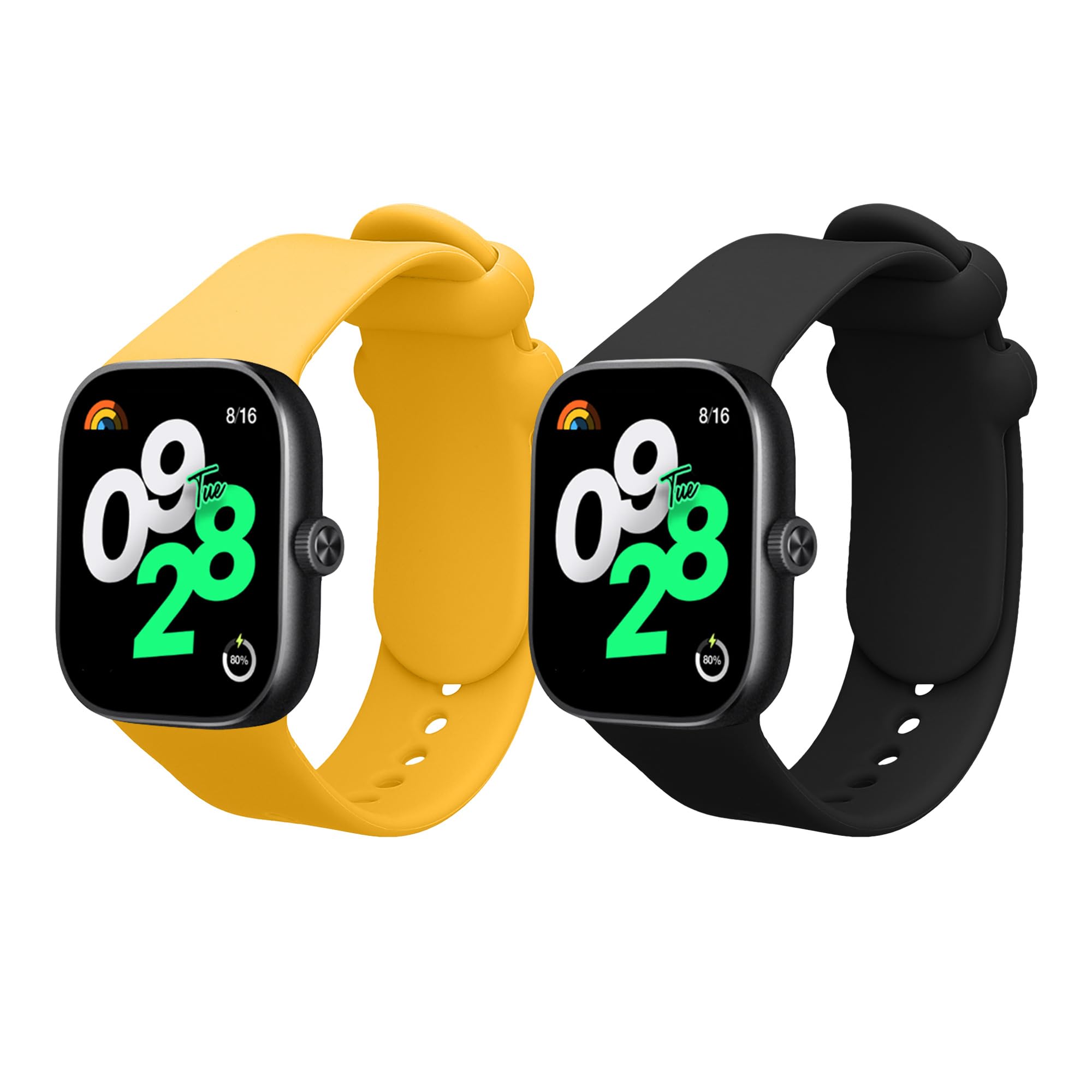 kwmobile 2x Straps for Xiaomi Redmi Watch 4 / Watch 5 / Watch 5 eSIM Watch Strap, Silicone Replacement Watch Strap Set