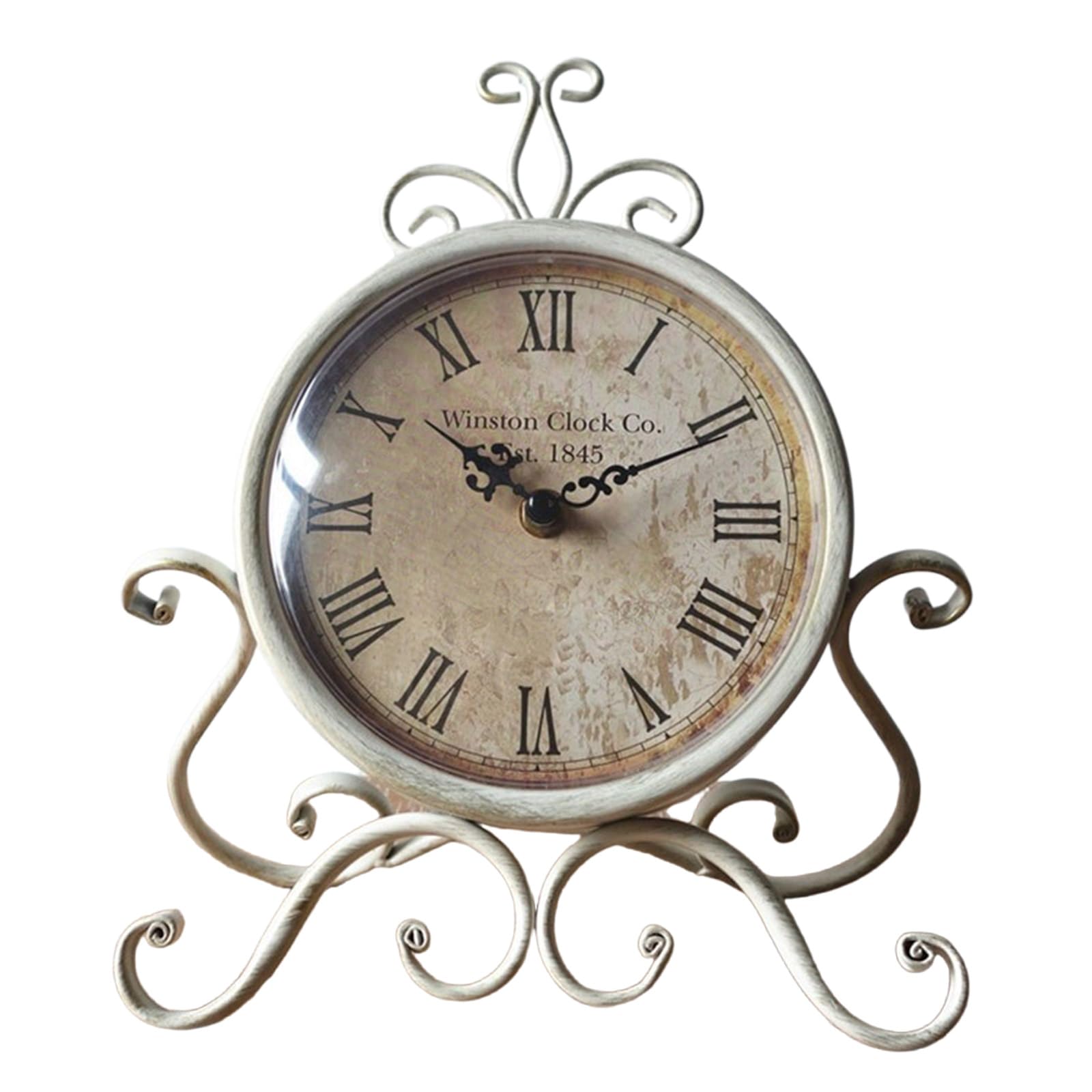 Buxuaaaa Tabletop Clock European Vintage Iron Desk Clock for Offices and Living Area Ornament Bookshelves Decoration Iron