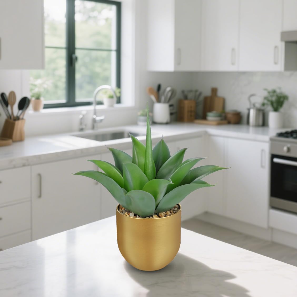 Piante artificiali all'aloe vera, piante artificiali in vaso di metallo