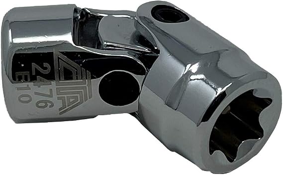 CTA Tools 2476 E10 Star Socket with U-Joint: Low-Profile 1/4 Drive E-Torx Socket, Compatible with BMW & Mercedes-Benz, Hard-to-Reach Fasteners