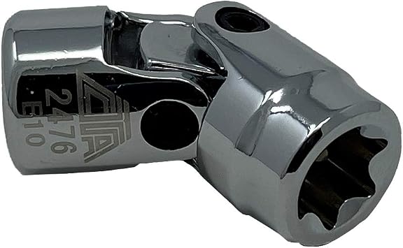 CTA Tools 2476 E10 Star Socket with U-Joint: Low-Profile 1/4 Drive E-Torx Socket, Compatible with BMW & Mercedes-Benz, Hard-to-Reach Fasteners