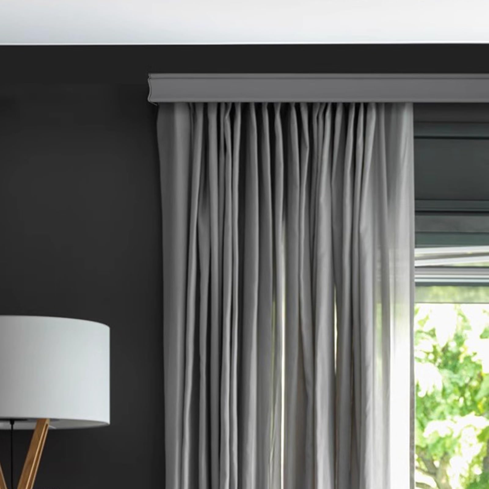 Tringle à rideaux double rail gris 110 cm robuste pour fixer deux rideaux sans fléchir le support