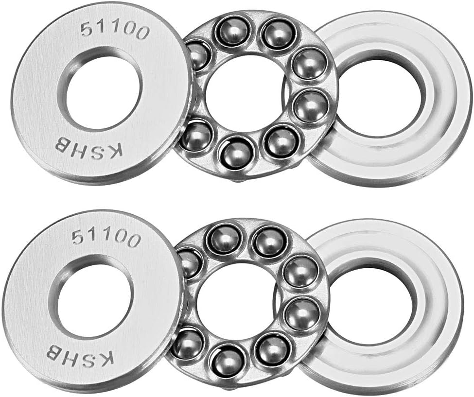 sourcing map 51100 Thrust Ball Bearings 10mm x 24mm x 9mm Chrome Steel ABEC3 Single Row Roller 2pcs