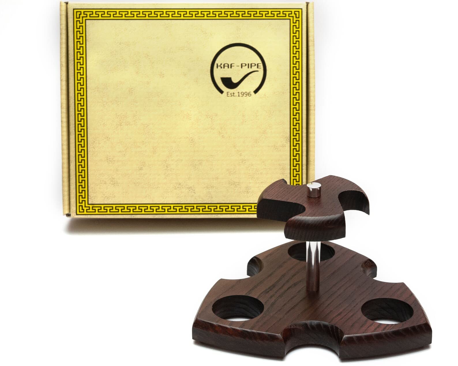 Wooden Pipe Stand for 3 Tobacco Smoking Pipes Handmade from Natural Ash Tree