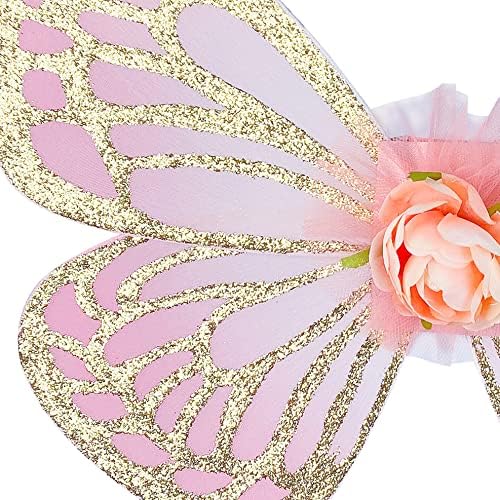 Girls Fairy Costume Set with Butterfly Wings Tutu Wand and Halo Headban - Image 2