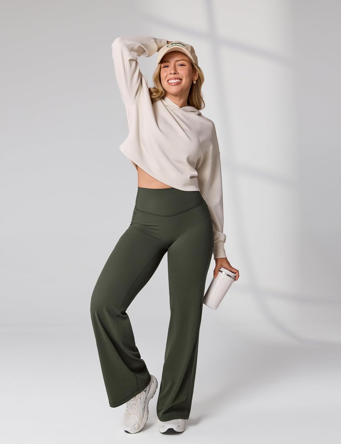 UNISSU Hugcurve No Front Seam High Waisted Wide Leg Yoga Pants for Women with Side Pockets Lounge Buttery Soft - 31"