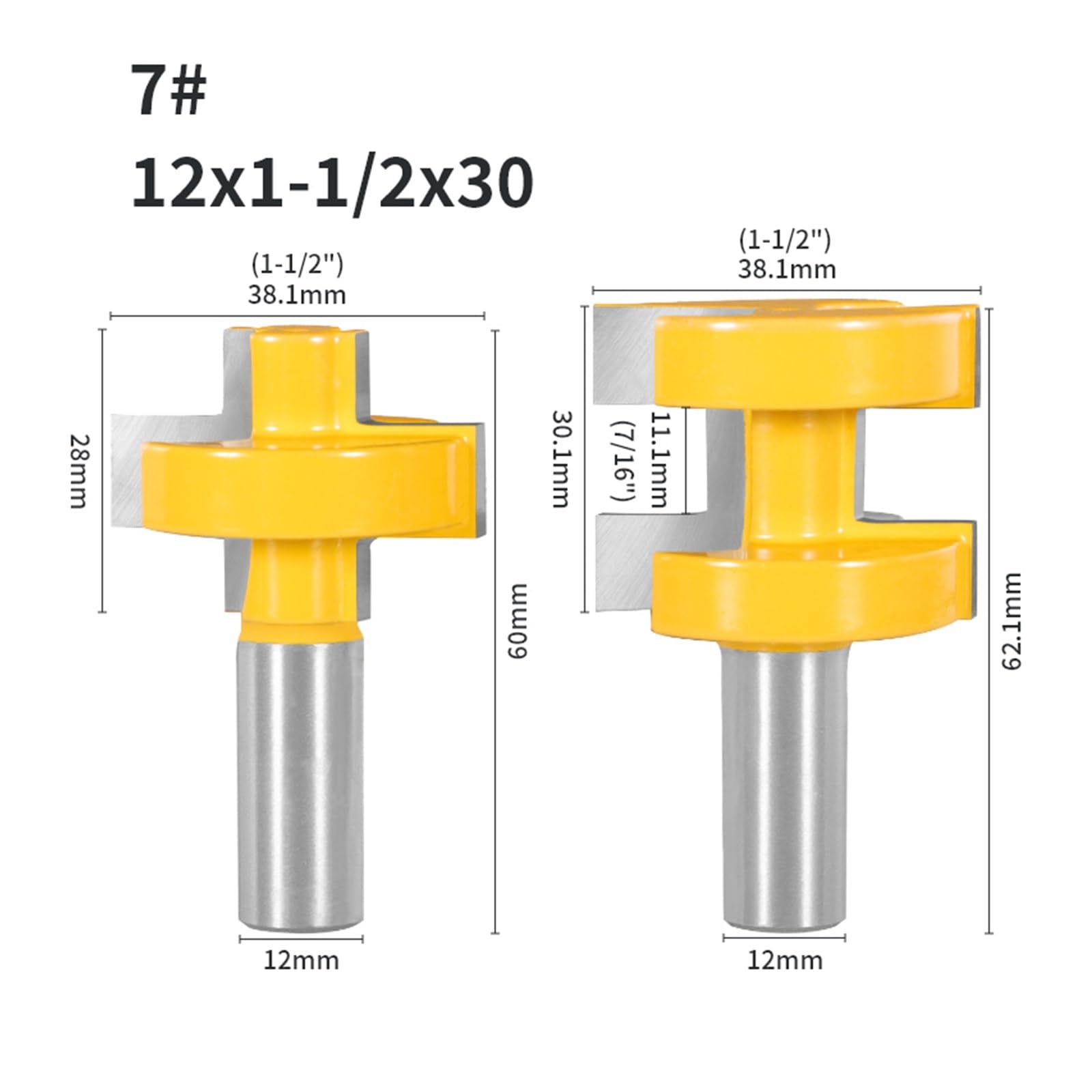 2 Szt. 6MM-12.7MM Rowek Na Język Montuje Zestaw Bitów Routera Z Końcówką Węglikową Frez Do Drewna Narzędzi(12x38.1x30)