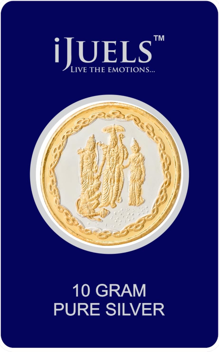 - iJuels 999 fine Silver 10 Grams Ramji Darbar Silver coin with 22Kt Gold (Temperproof Pack)