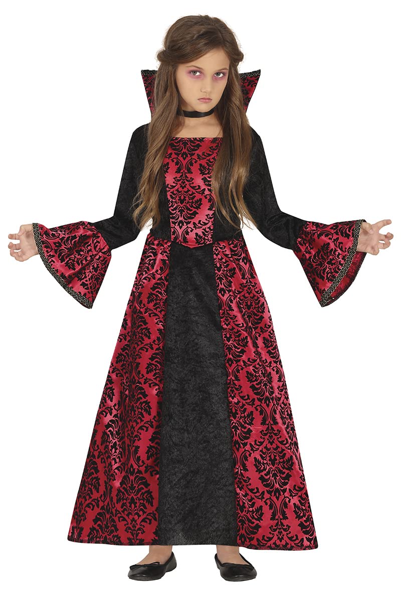 FIESTAS GUIRCA Elegant Red Vampire Fancy Dress for Girls - Red and Black Countess Dress - Halloween Girls Costumes 5-6 years