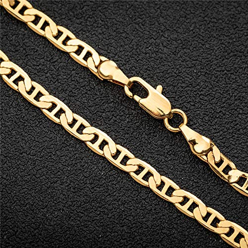 Image of kelistom Gold Anklet for Women 14K Gold / 18K Gold /Platinum Plated Flat Mariner Link Chain Ankle Bracelets for Women 9 10 11 inches