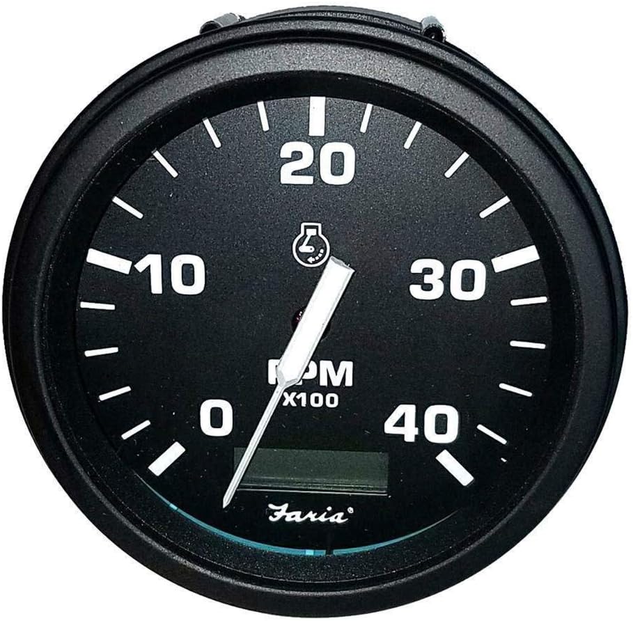 Faria Beede Instruments Beede 32834 Euro Tachometer with Hourmeter (4000 RPM) Diesel - 4"", Black, Multicoloured