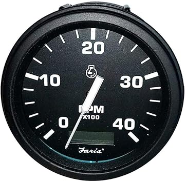 Amazon Com Faria Beede 324 Euro Tachometer With Hourmeter 4000 Rpm Diesel 4 Black Multicoloured Automotive
