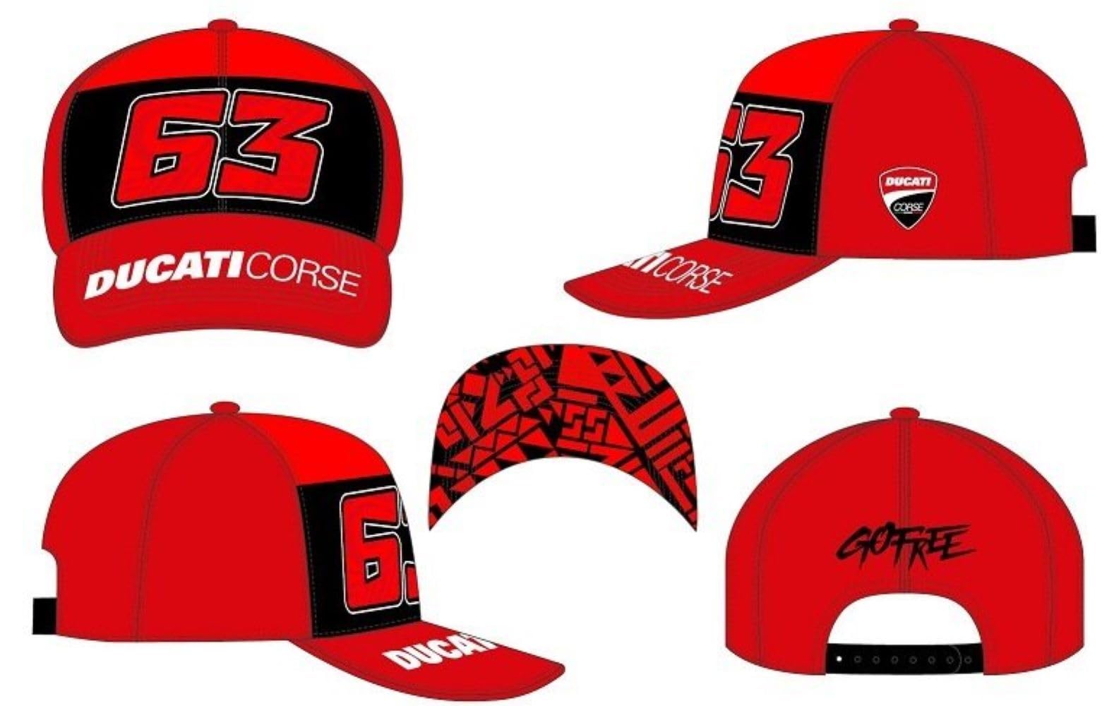 63 Bagnaia Cap - Ducati Dual Line, Child, One Size, Red