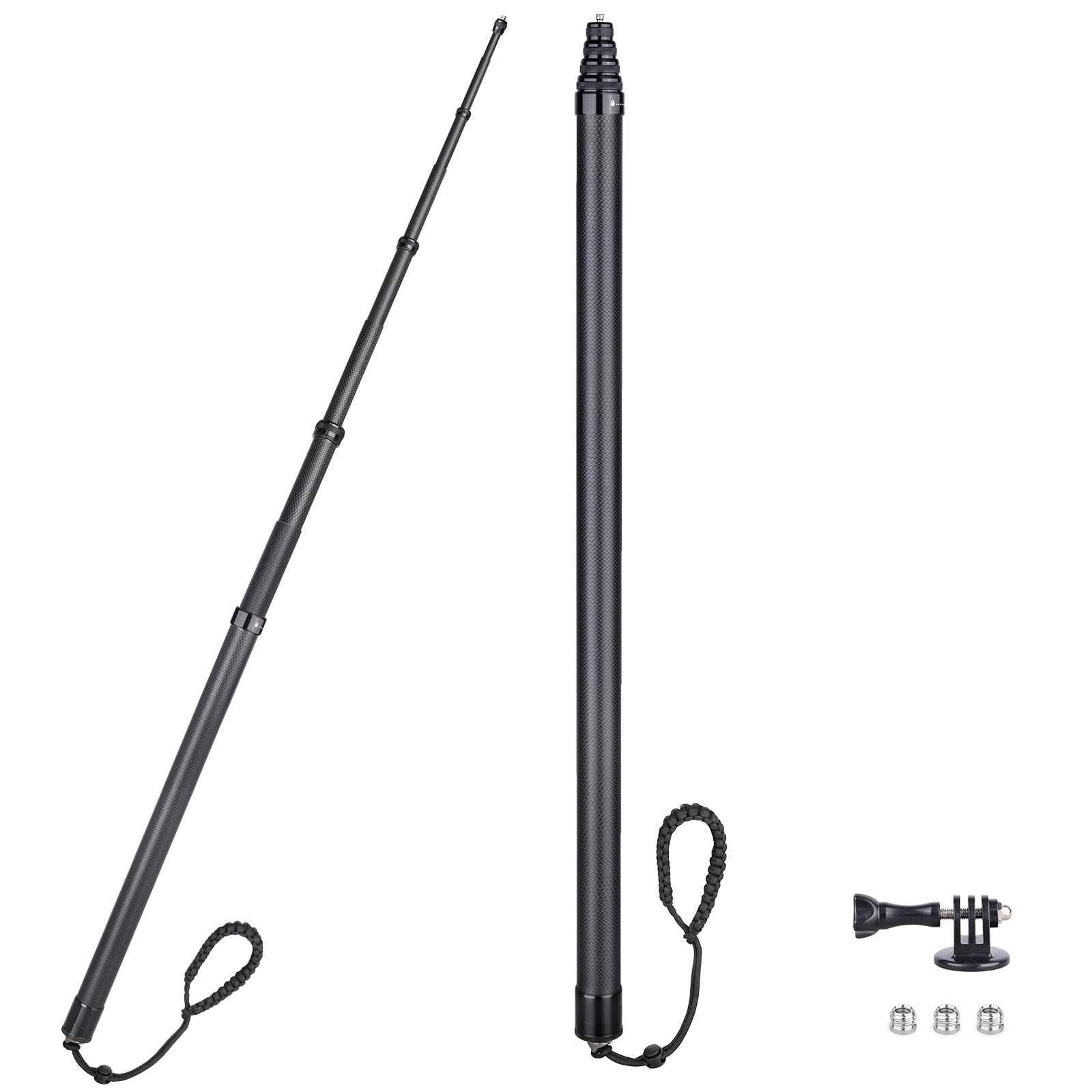 ARTCISE Bastone per selfie lungo in fibra di carbonio, 500 cm, asta di estensione per selfie monopiede per GoPro Hero per DJI Osmo Action per Osmo Pocket per Insta360 per fotocamera