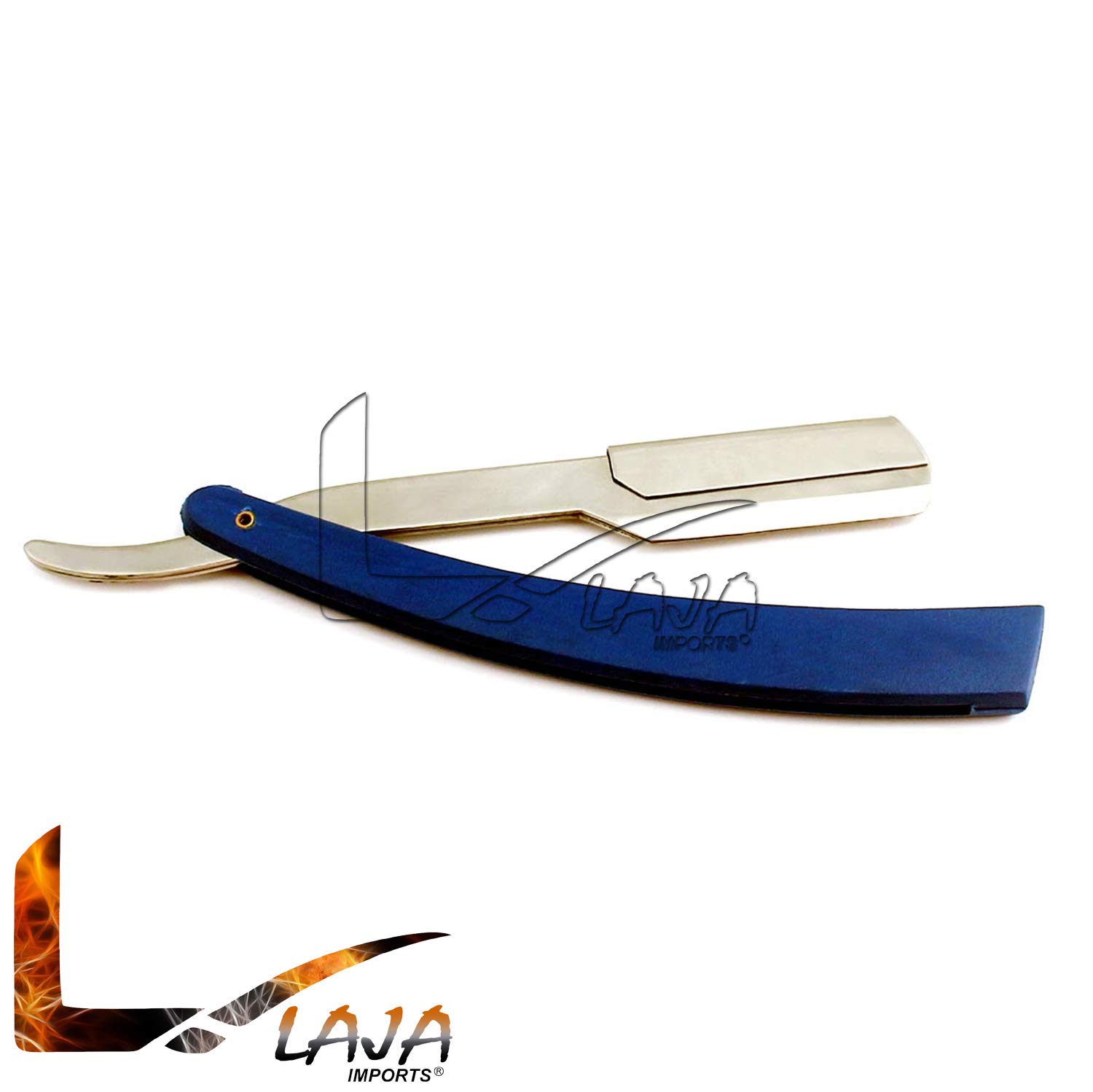 Laja Imports Blue Straight Barber Edge Steel Razor Folding Shaving Knife 'Double With 11 Blades Razors for Educational Use