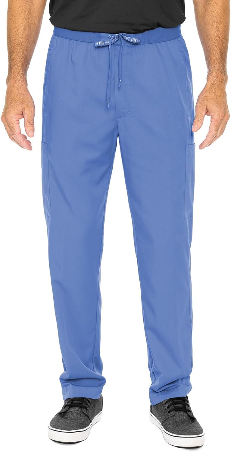 Med Couture Men's Straight Leg Scrub Pant with Zip Fly Front, 6 Pockets, and Elastic Waistband - MC7779