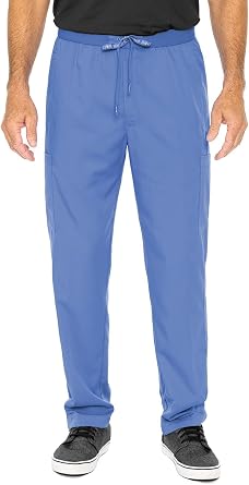 Med Couture Mens Straight Leg Scrub Pant with Zip Fly Front, 6 Pockets, and Elastic Waistband - MC7779
