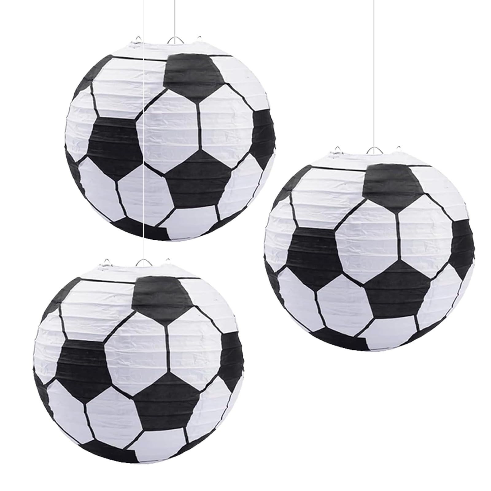 Soccer Party Decorations - 3pcs 8 Inch Soccer Ball Paper Lanterns Table Centerpieces for Birthday Party Decor