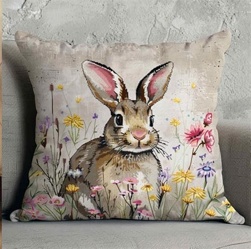 Kitphoenix Clear Diy Latch Hook Kits Latch Hook Kit Rabbit Needlework Pillow Cover 43Cmx43cm Diy Hooks Knitted Embroidered Carpet Pillow Embroidery Latch Hook Carpet Kit