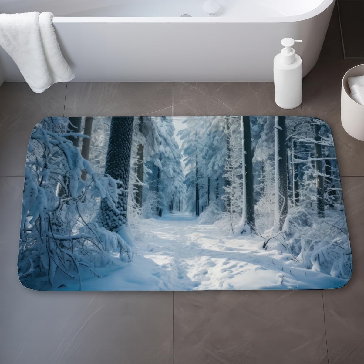 MWW C1BM21349JFNV9 21 x 34 in. Cold Forest Blue Bath Mat - Stylish Home Decor Essential
