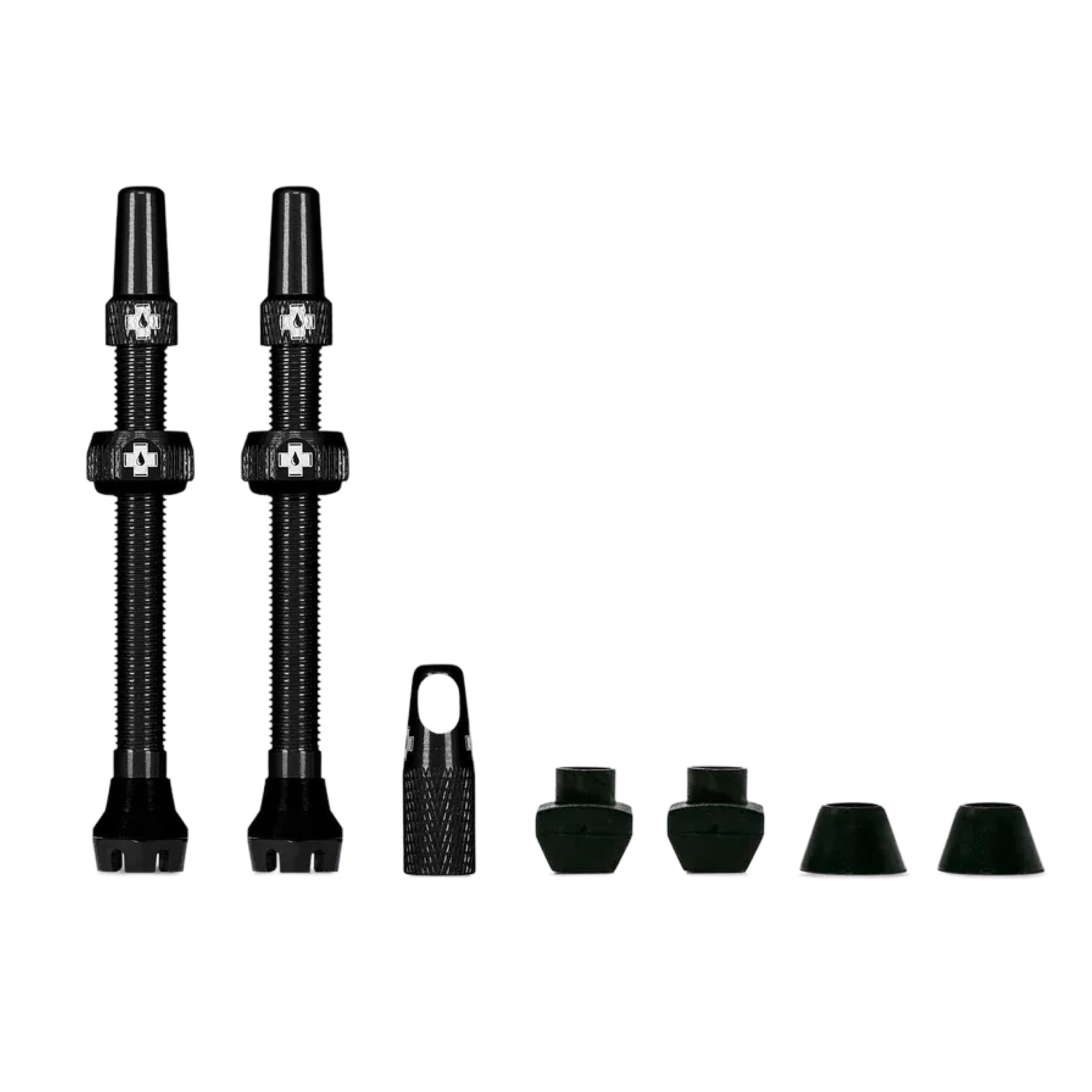 Muc-Off Valves Presta Tubeless - 60 mm - Valves de Vélo Anti-Fuite de Qualité Supérieure avec Outil Démonte-Obus de Valve Intégré - Noir