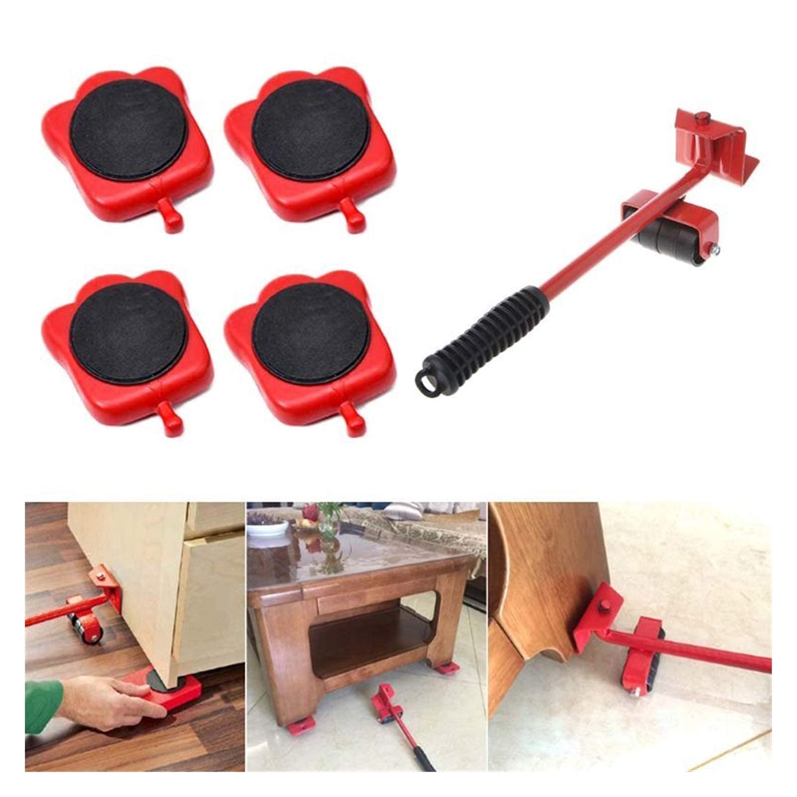 Trasportatore di mobili 4 Pezzi Si muove Mobili Strumento di Trasporto Shifter Ruota Mobile Dispositivo di Scorrimento Rullo di rimozione Strumenti in Movimento Pesante Solleva Facilmente Oggetti PE