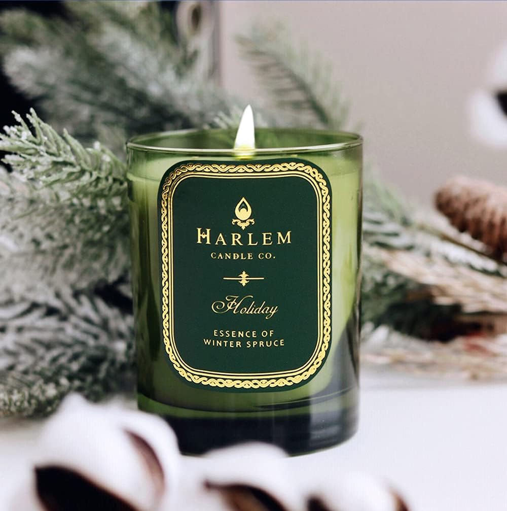 Harlem Candle Co. Holiday Luxury Candle, 11 oz Glass Jar, Double Wick, Soy Wax, Gift Box, Wild Berry, Rose, Absinthe, Angelica, Strawberry Musk, and Birchwood, 80 Hour Burn