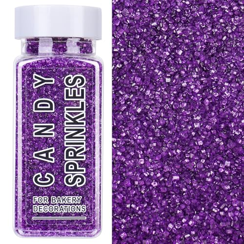 Image of Purple Sanding Sugar Sprinkles, 4.6 oz Edible Sparkling Sugar Crystals for Baking Topping, Cupcakes, Cookies, Ice Cream & Cake Decorating, Wedding Party Easter Halloween Supplies