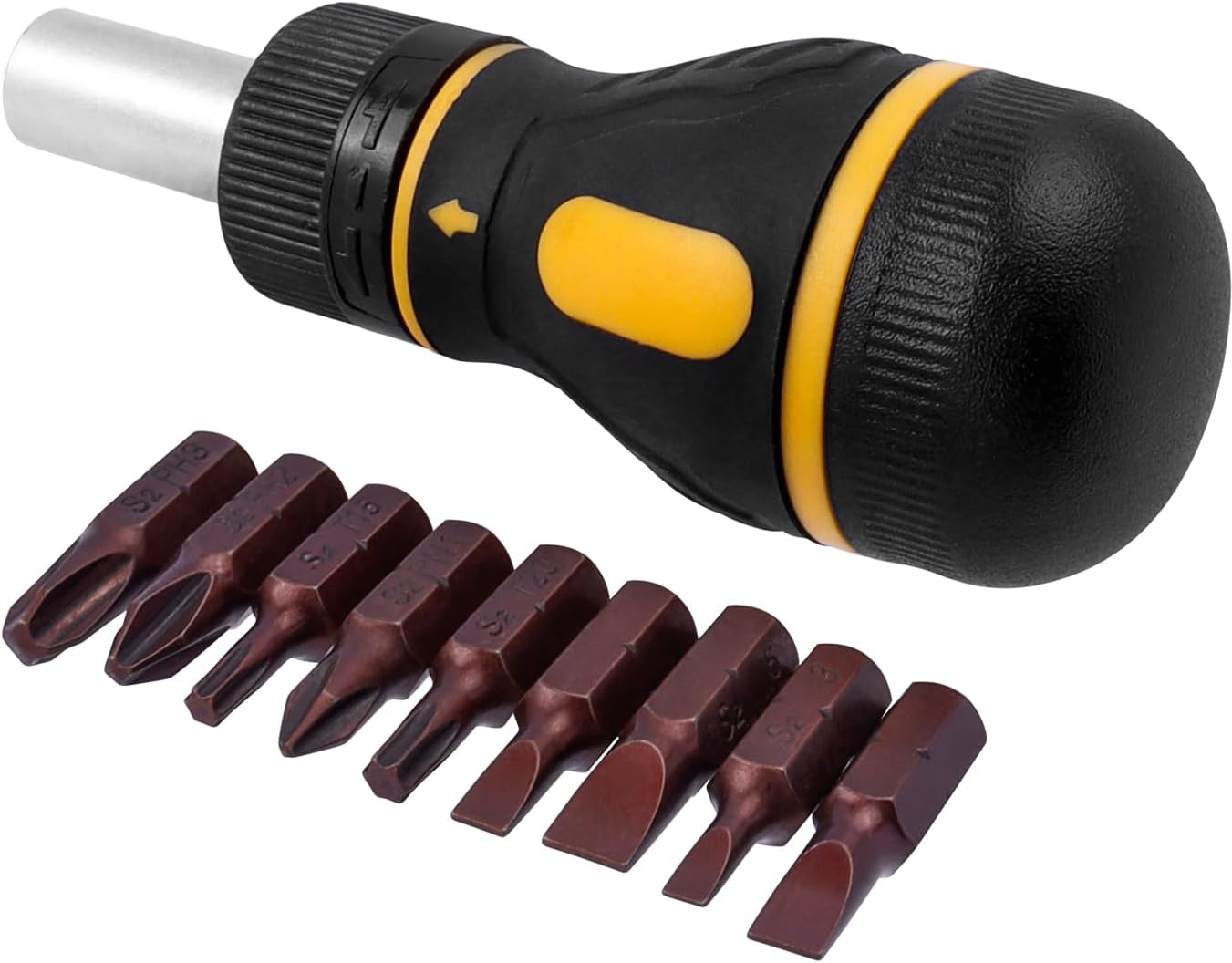 Mesee Precision Ratchet Screwdriver Set, 9-in-1 Multi-bit Stubby Screwdriver Tool Ratcheting Screwdriver Nut Drivers with Magnetic Flat Head/Torx/Phillips Bits