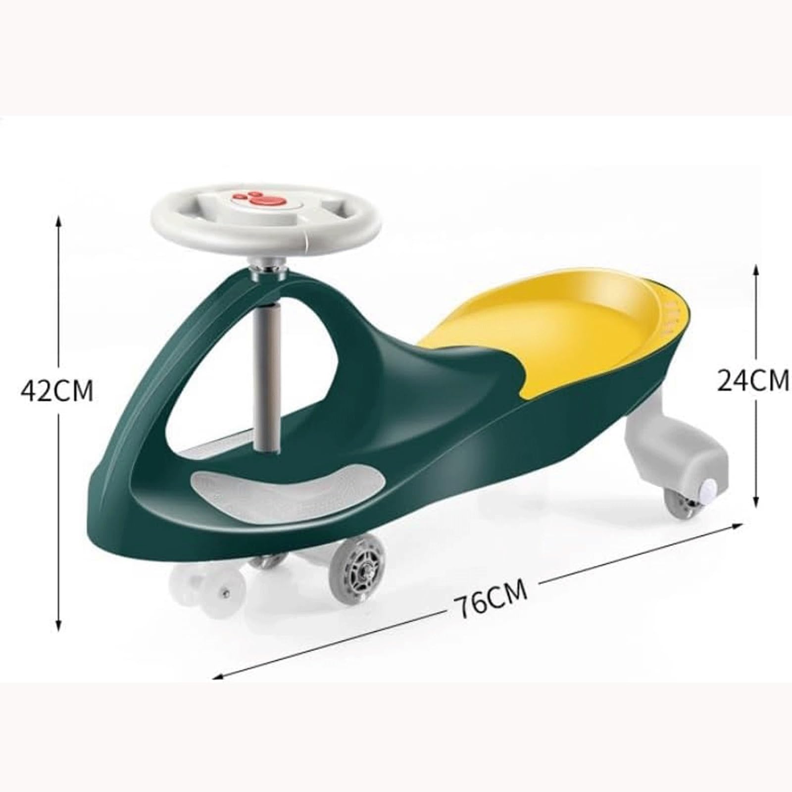 Wiggle Car, cichy samochód huśtający, huśtawka, rowerek biegowy, jeździk, dziecięcy samochód Wiggle Car z kołem migającym dla chłopców i dziewczynek(Dark Green,Flashing wheel)