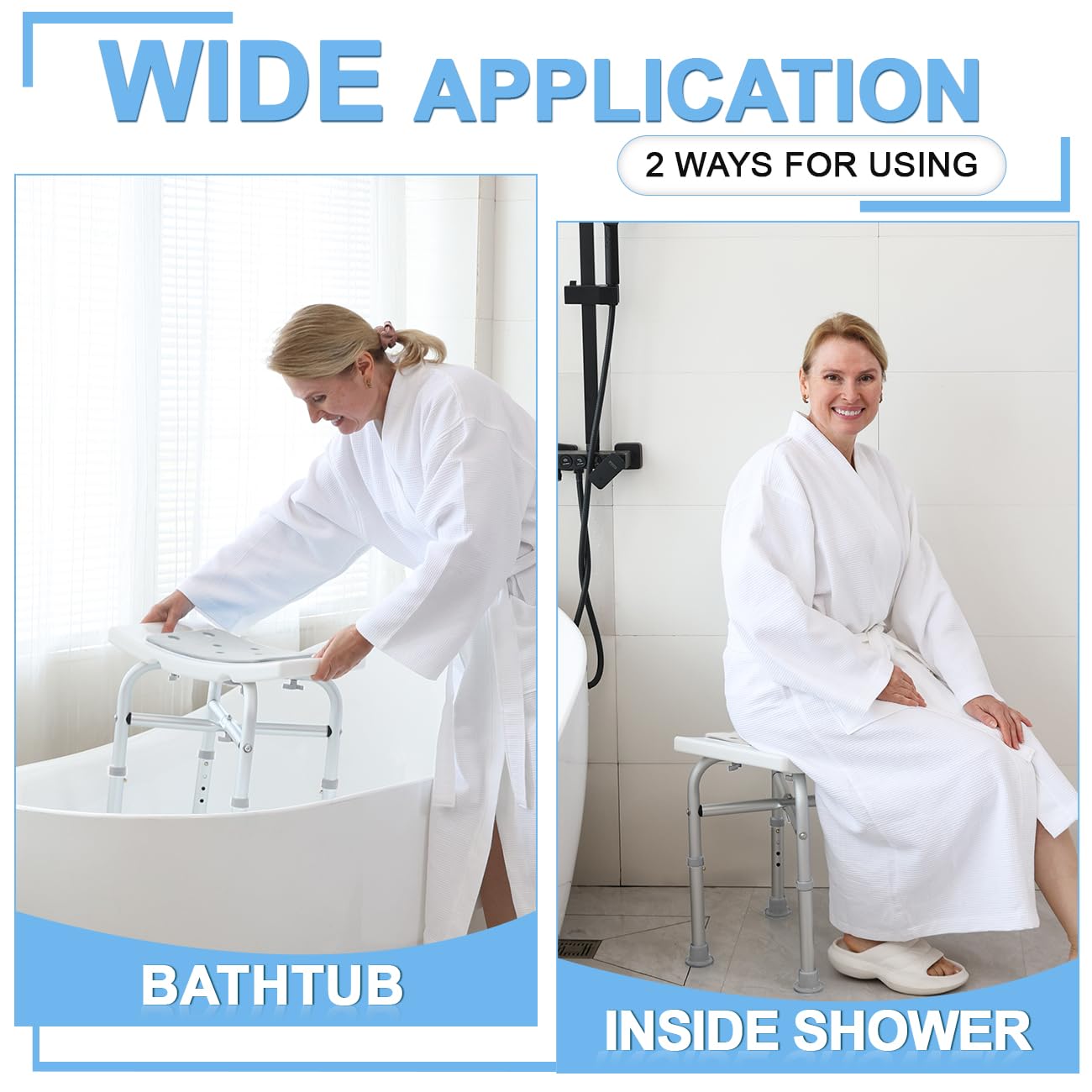 Silla de ducha para ducha interior, asiento de ducha acolchado elegible por la FSA con barra de agarre, sillas de baño ajustables para bañera, taburete de ducha para ancianos/personas
