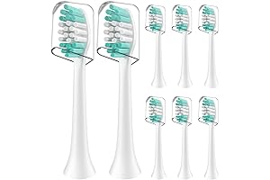 8-Pack Replacement Toothbrush Heads Compatible with Aquasonic Duo Pro and Vibe Series