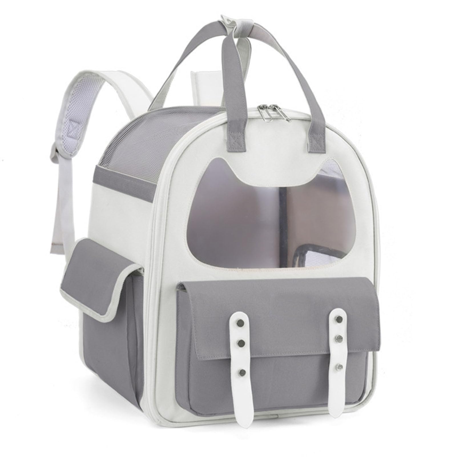 Zaino per animali domestici Zaino da viaggio per gatti impermeabile traspirante di grande capacità Borsa da trasporto per animali domestici con maniglia per campeggio e attività (Grigio)