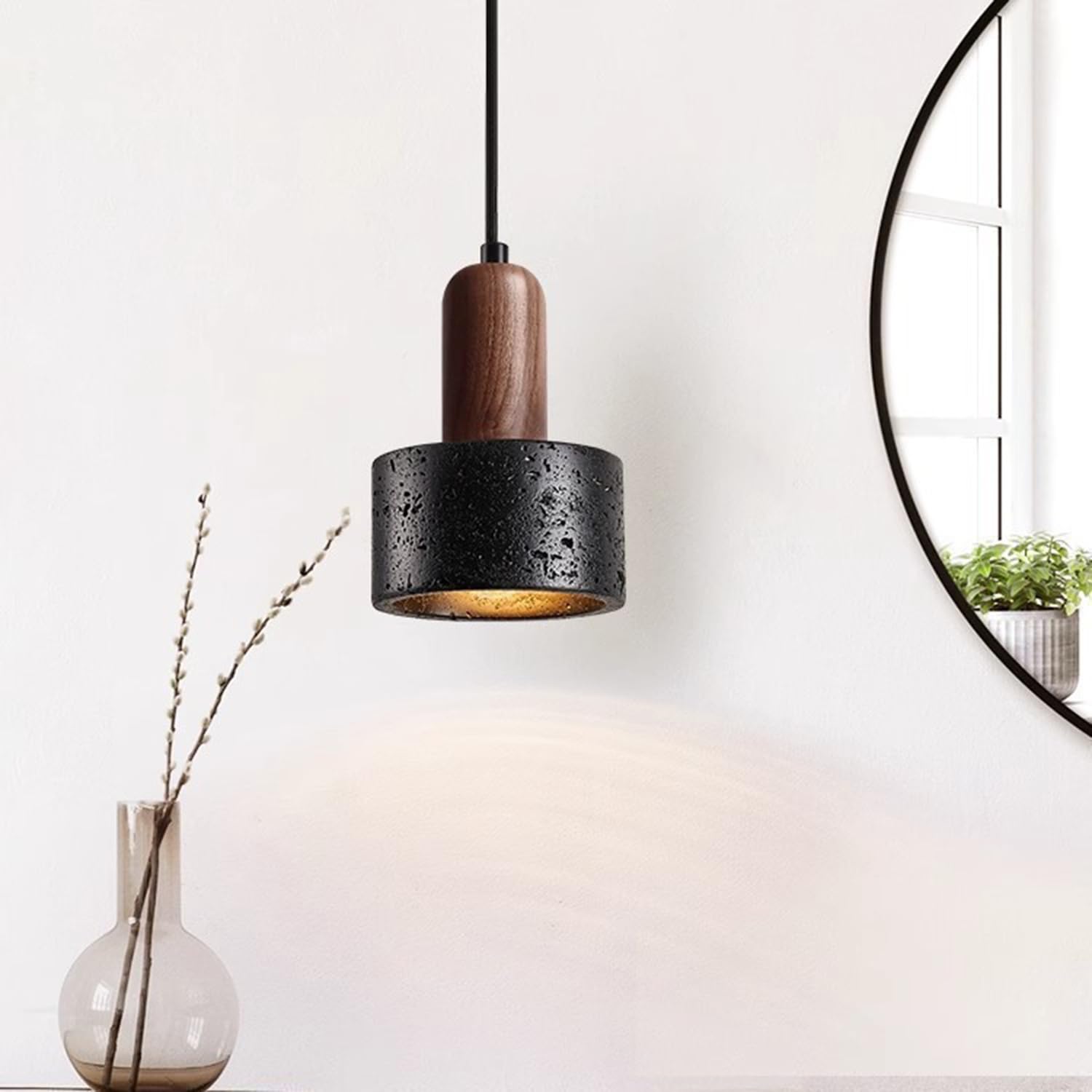Lampade a sospensione in travertino con lampada a