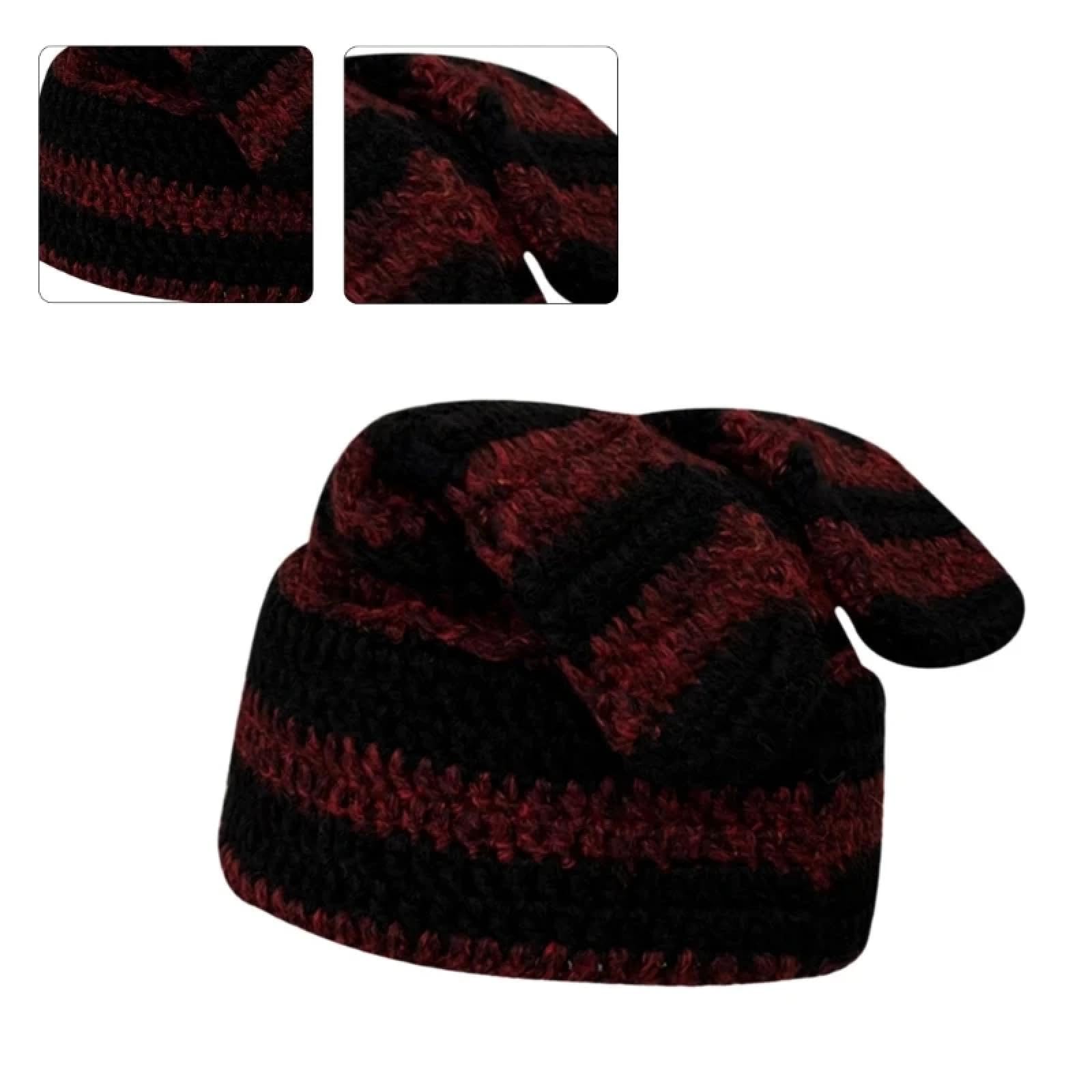 SiVaji Strickmützen Hüte Mützen Caps Beanie Handgemachte Gestreifte Beanie Mütze Stricken Winter Warm Outdoor Winddicht Kopfschmuck