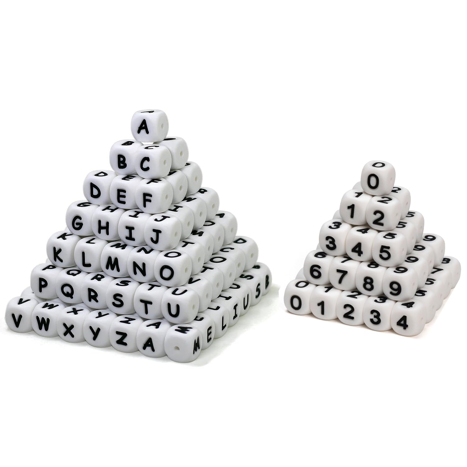 MELIUS160Pcs Silicone Letter and Number Beads, 110Pcs Silicone Letter Beads  and 50Pcs Silicone Number Beads for DIY Key Chains - Main Image