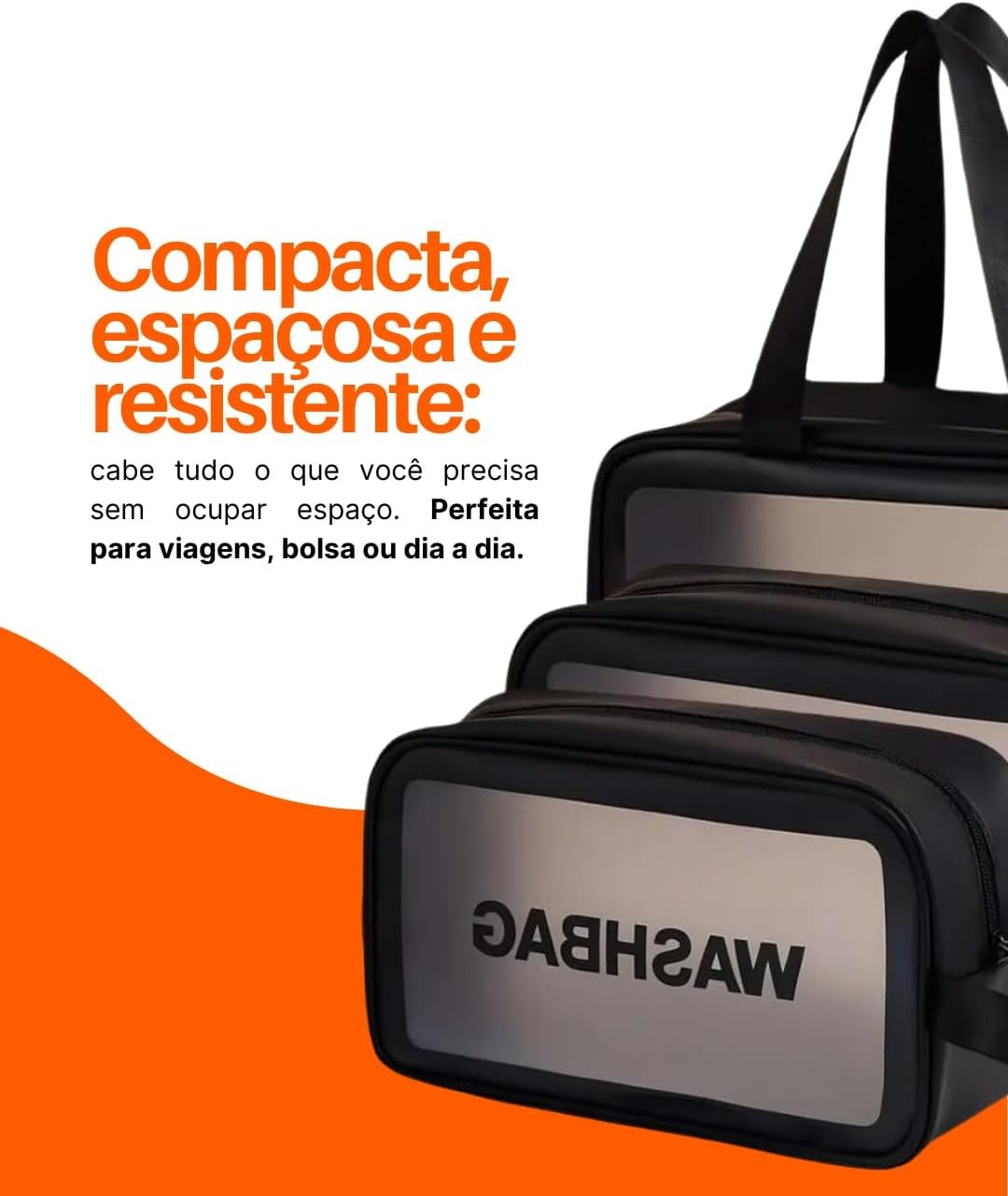 Kit 3 Necessaire Feminina Viagem Praia PVC Impermeável Zíper Grande Espaçosa Bolsa Organizadora Cosméticos Lavável Durável Prática Estilo Blogueira Luxo (Preto) Kit 3 Necessaire Feminina Viagem Praia PVC Impermeável Zíper Grande Espaçosa Bolsa Organizadora Cosméticos Lavável Durável Prática Estilo Blogueira Luxo (Preto)