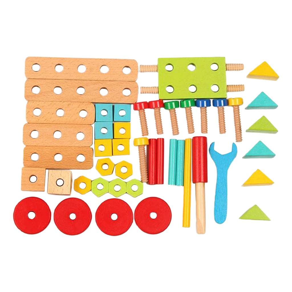 Bloques de Construcción de Madera para Niños, 45/68/138 Piezas, Juegos Creativos, Modelo Eléctrico DIY, Juego de Herramientas de Rompecabezas, Juguete, Style a 45pcs