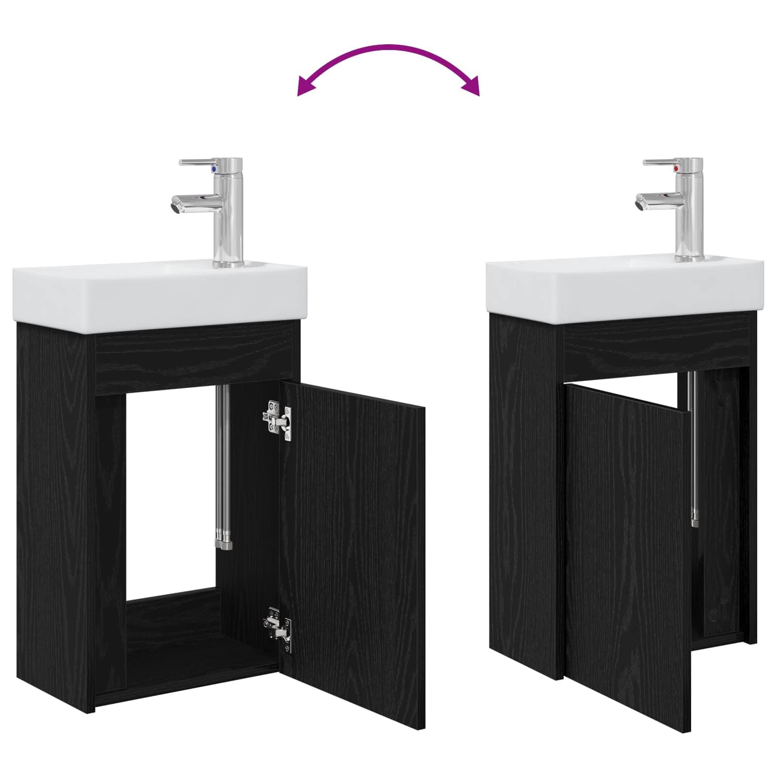 Lavabo con lavabo y grifo, 40,5 cm, roble negro