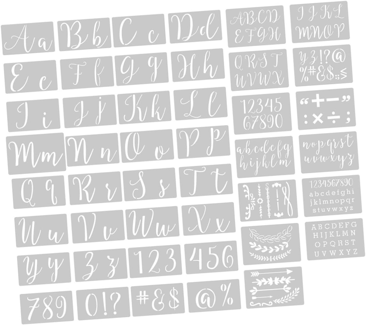 45Pcs Washable Alphabet Stencils for Creative Painting DIY Wall Art Templates for Crafts Reusable Plastic Drawing Stencils for Home Decoration and School Projects
