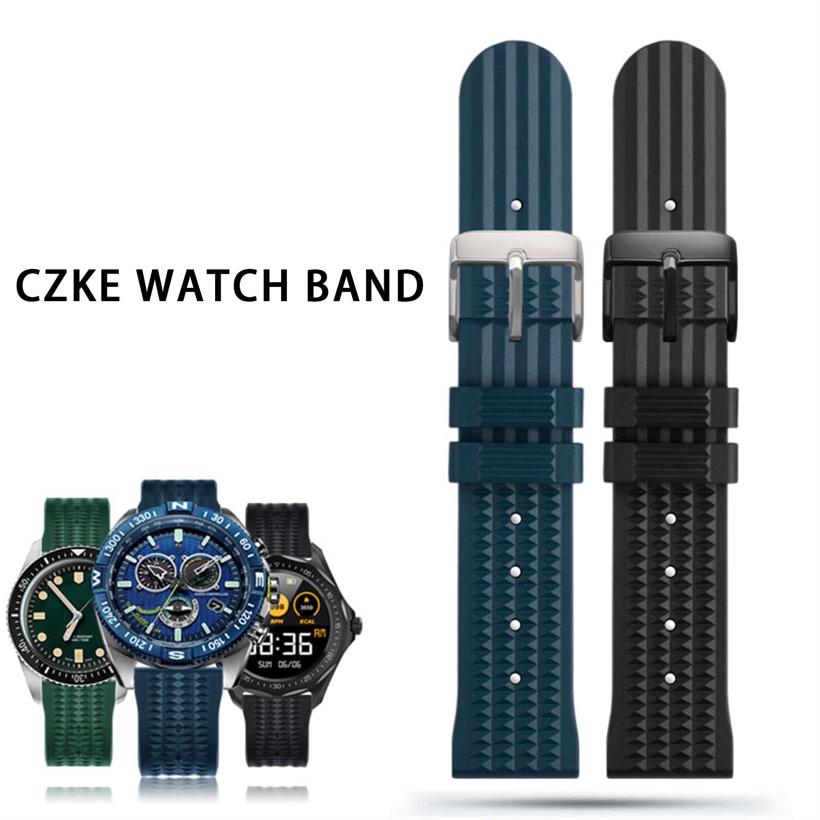 AMSOH - Correa de goma para reloj S-eiko 007 Gear S2 S3 Hua wei Watch2 Pro, correa de repuesto de silicona para buceo deportivo