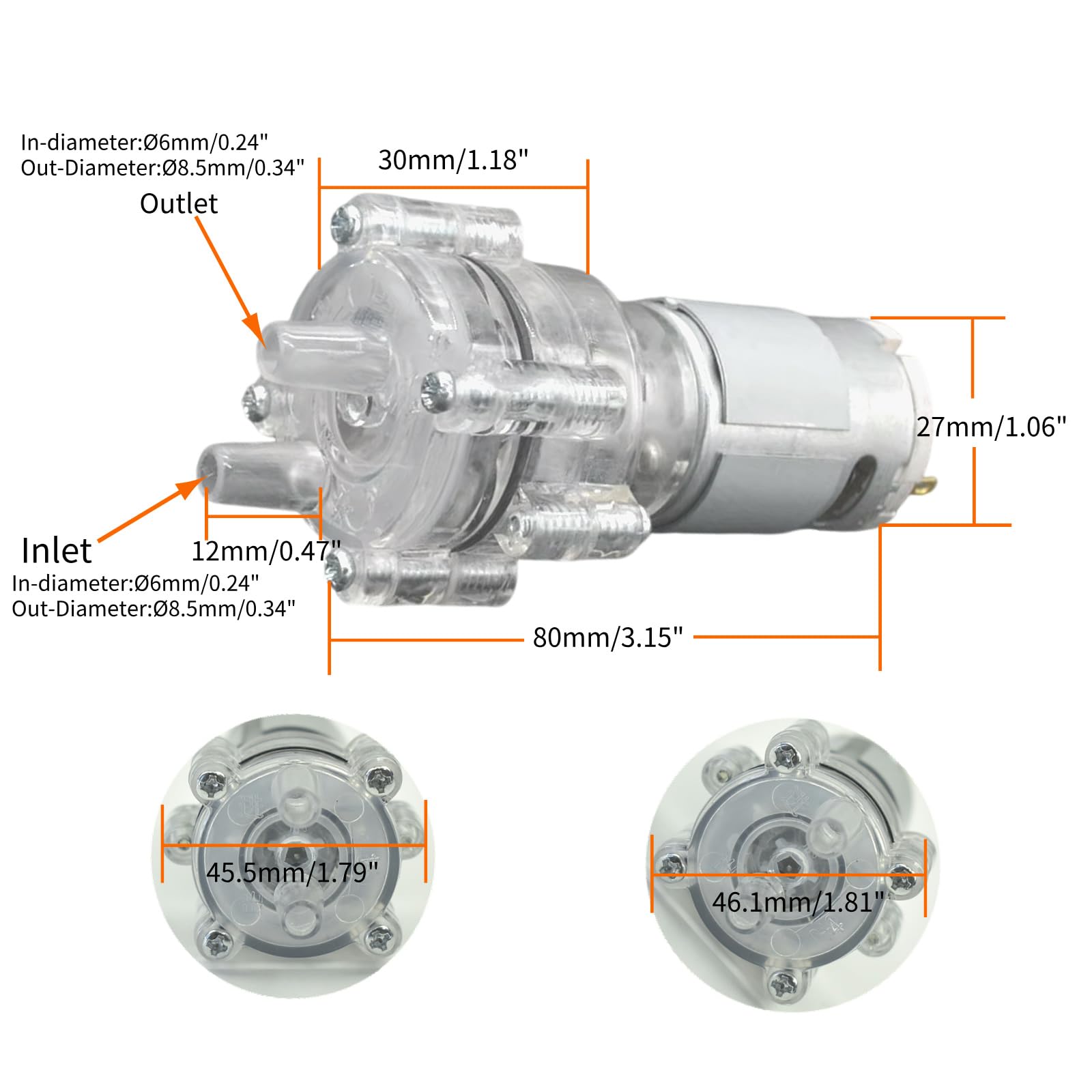 CHANCS 385 Diaphragm Self-Priming Pump DC 24V Motor Shock Absorption Water Pumps for Most DIY Projects
