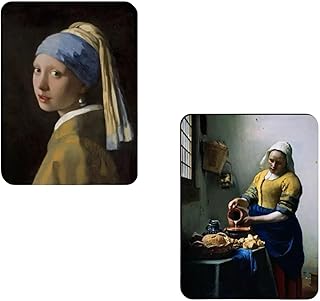 Art Magnets for Fridge, Decorative Strong Magnets for Office Kitchen Locker, Gifts for Art Lovers (2, Vermeer)