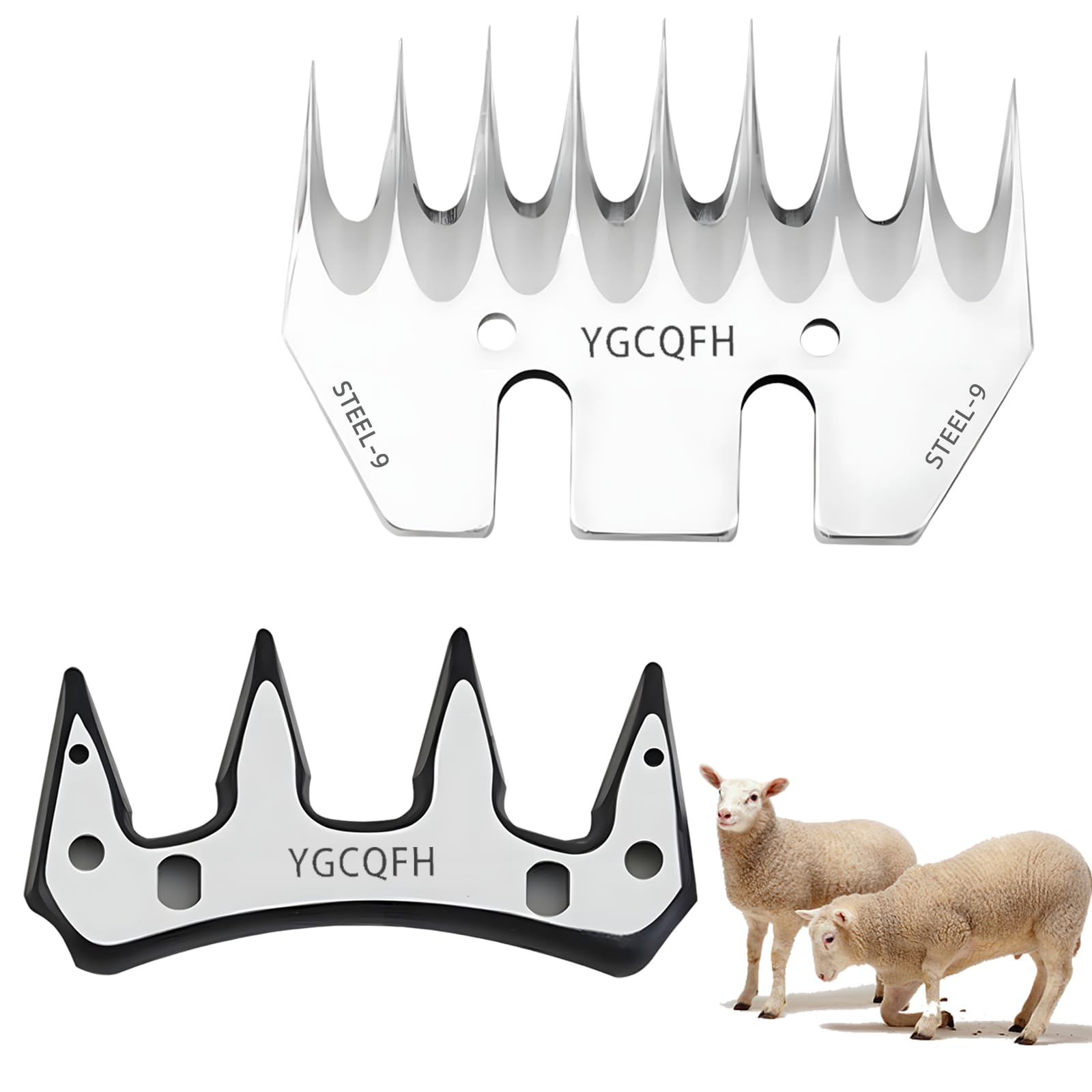 Lames de tondeuse professionnelles en acier inoxydable pour moutons, alpagas, chèvres (9 dents droites), lames de rechange pour tondeuse à poils épais