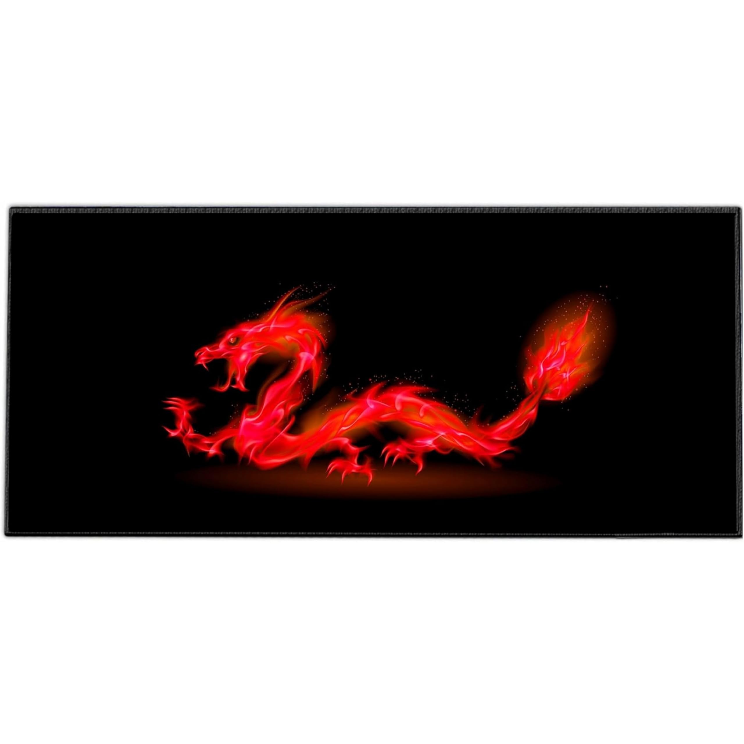 Silent Monsters Mouse Mat Size XX Large 35 x 16 inches / 90 x 40 cm, Blue Dragon, Stitched Edges, washable & rollable Mouse Pad, Gaming Home Office Mousemat, Mousepad non-slip & quiet, Desk Mat XXL