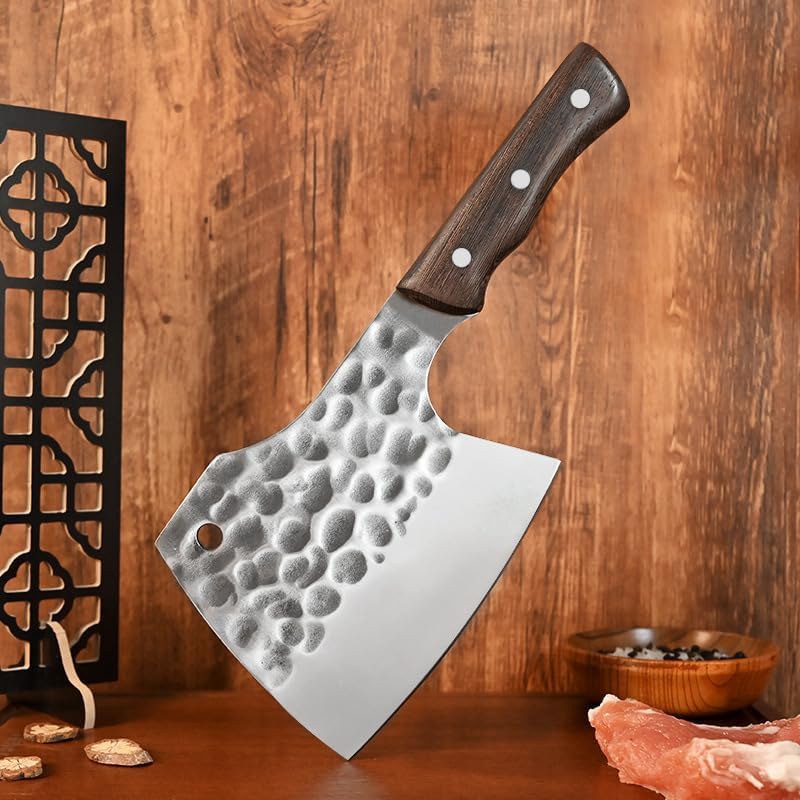 Meat Cleaver,Cleaver Knife 5 Inch Chop Knife Sharp Machete Butcher Hatchet Longquan Kitchen Knives Big Bone And Poultry Tools Handmade Forged, LAMAJIGA5844