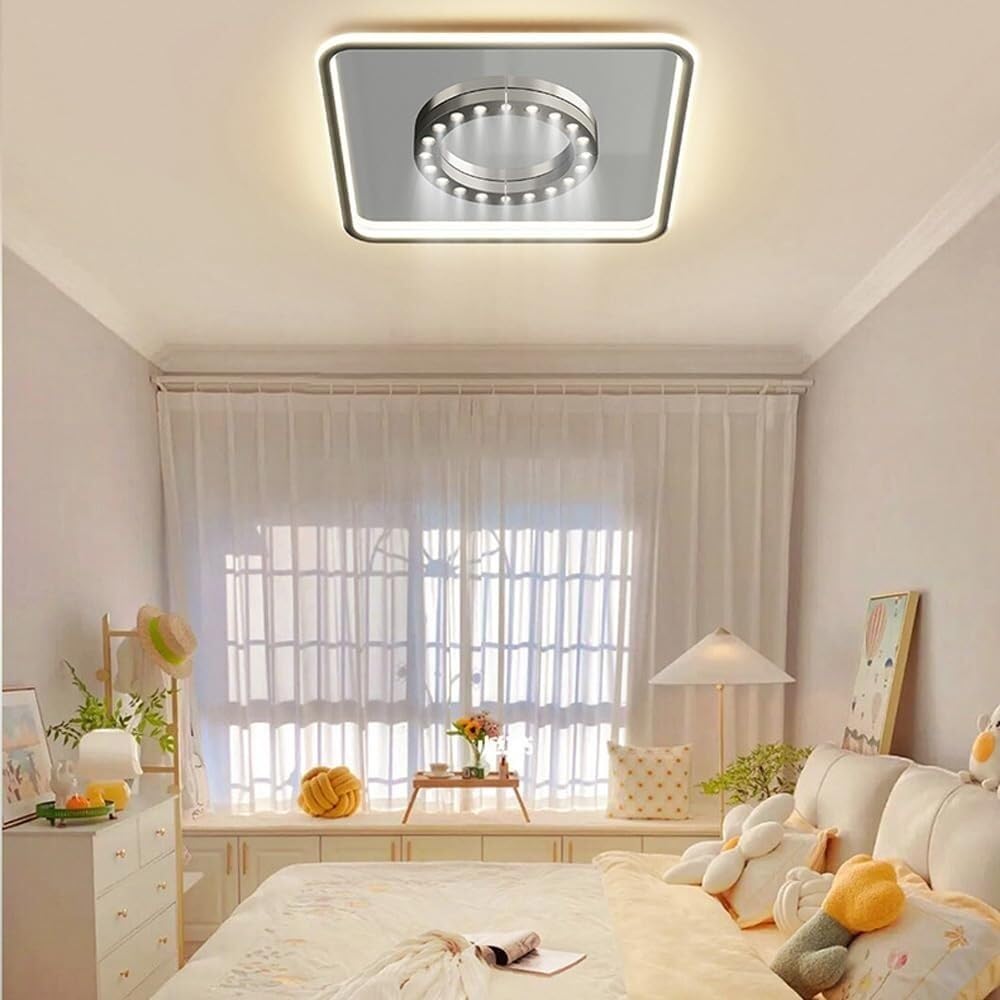 LONGDU LED Ceiling Light Flush Mount Ceiling Light Fixture,Dimmable Ceiling Lighting Fixture, Modern Led Ceiling Lamps for Bedroom Office Stairs Hotel Living room kitchen Hallway (Color : Chrome, Si