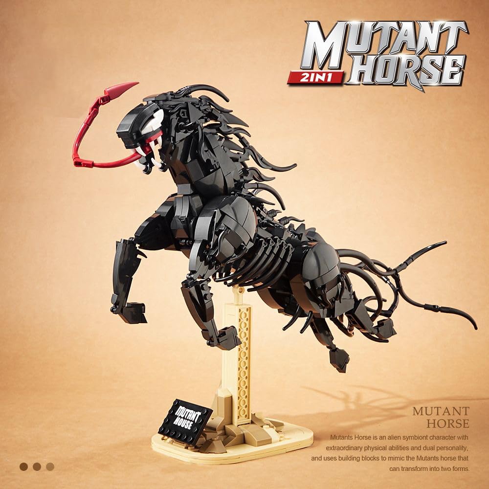 Xenomo Modell Bausteine Set, 998+ Klemmbausteine Mutiertes Pferd ModellBausatz Xenomo Mutant Horse Konstruktionsspielzeug Kompatibel mit Großen Marken